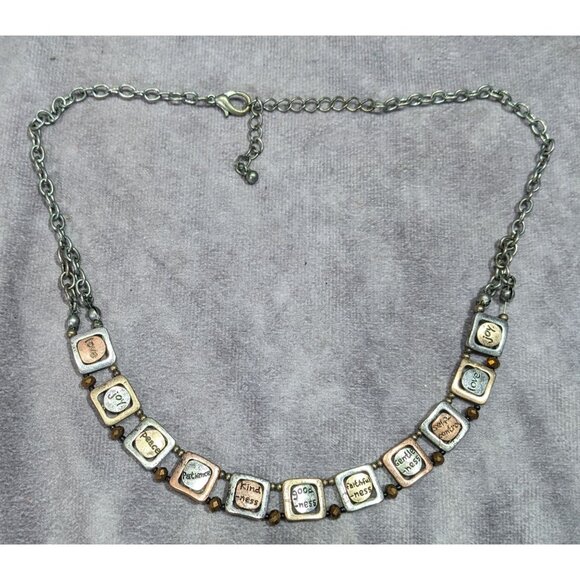 Rustic Distressed Words Of Affirmation Multi Metallic Necklace - Picture 6 of 6